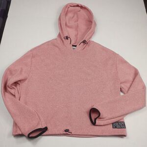 Victorias Secret PINK Fleece Hoodie Pink Drawstring Hem Logo Pullover MEDIUM